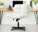 White Wide Seat Boucle Armless Office Chair without Wheels