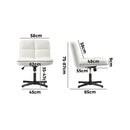 White Wide Seat Boucle Armless Office Chair without Wheels