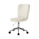 White and Silver High Back Boucle Armless Office Chair