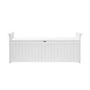 White Wooden Outdoor Storage Bench Container