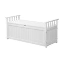White Wooden Outdoor Storage Bench Container