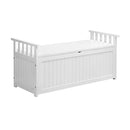 White Wooden Outdoor Storage Bench Container