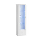 White High Gloss Buffet Sideboard with LED and Glass Door