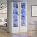 White High Gloss Buffet Sideboard with LED and Glass Door