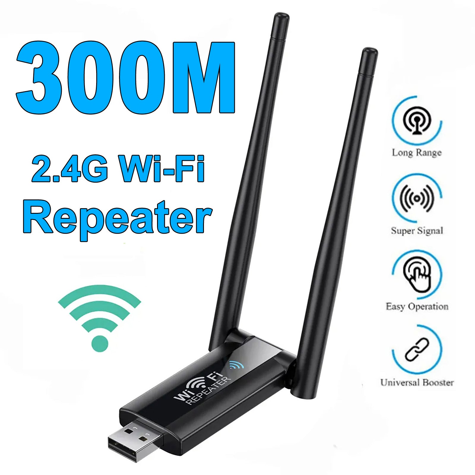 2.4G 300Mbps Wireless USB WiFi Repeater Extender WiFi Signal Amplifier Booster