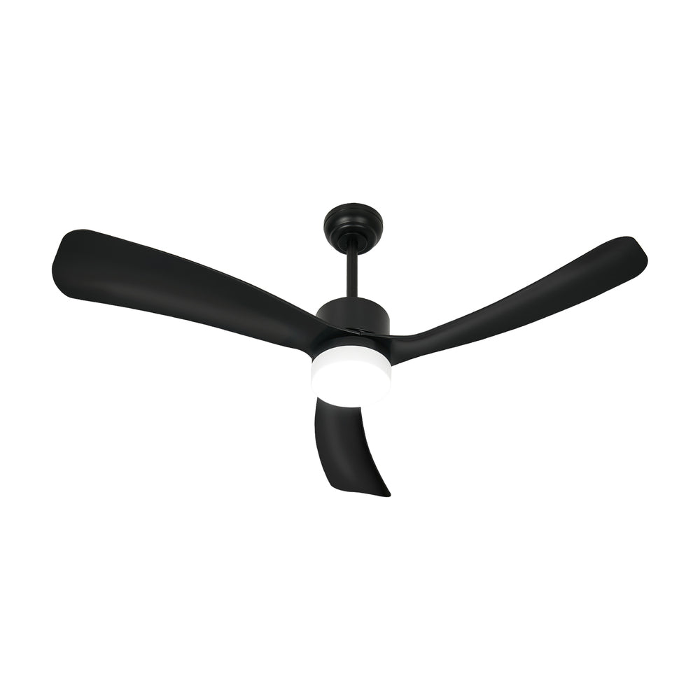 52 Inch Black Ceiling Fan with LED Light 5 Speed and Remote Control