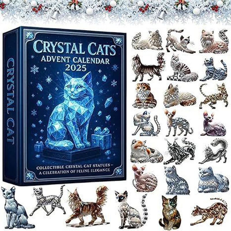Crystal Cat Acrylic Advent Calendar 24 Day Christmas Home Decoration