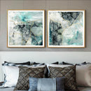 50cmx50cm Marbled Green 2 Sets Gold Frame Canvas Wall Art - NuSea