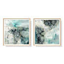 70cmx70cm Marbled Green 2 Sets Gold Frame Canvas Wall Art - NuSea