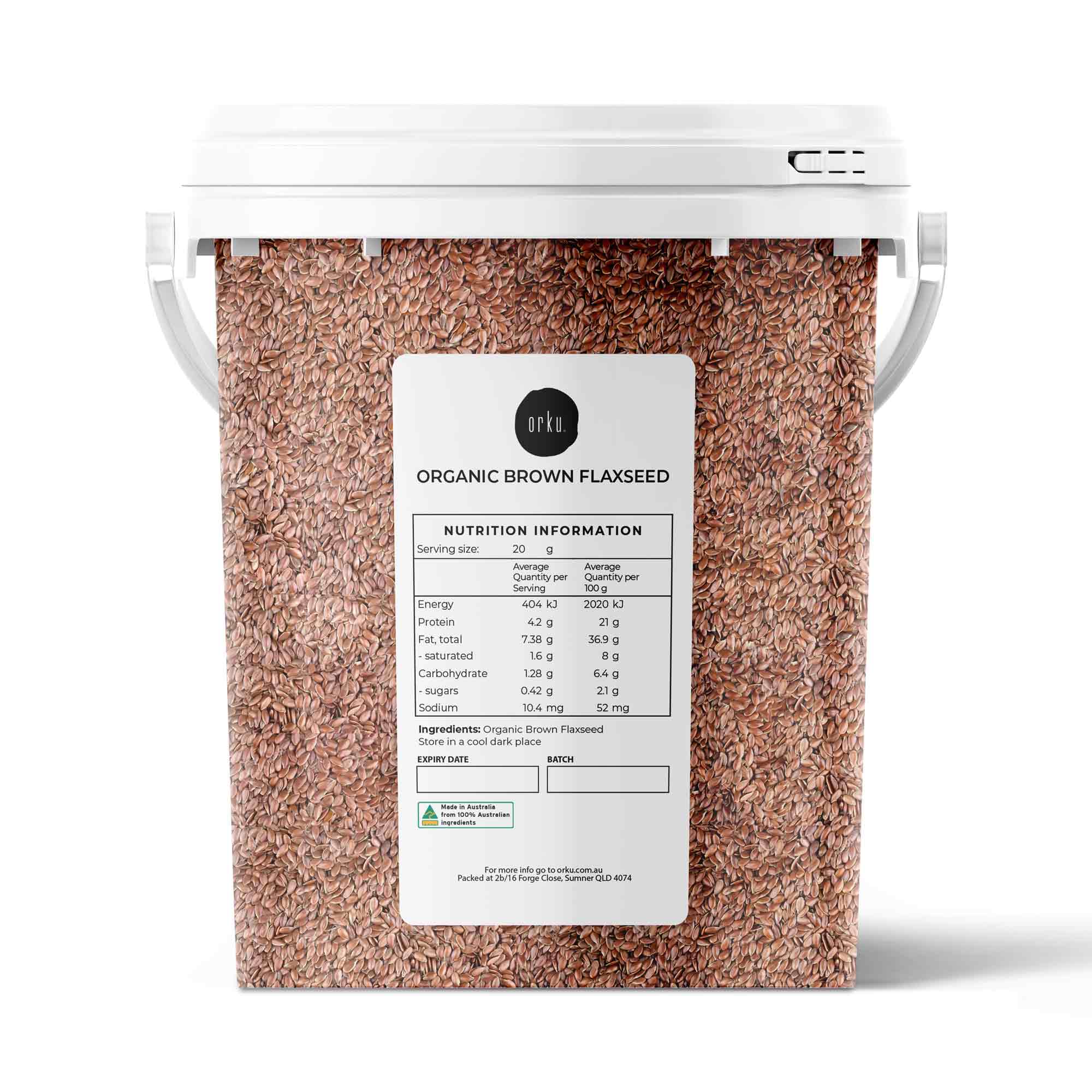 800g Organic Brown Linseed Flaxseed Tub Whole Flax Seed Non GMO Omega3 6 Fibre - NuSea