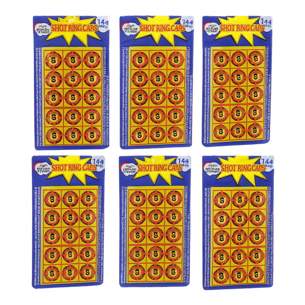 6 Cards of 8-Shot Ring Caps β 144 Shots Each, Total 684 Shots β Toy Gun Cap Refills