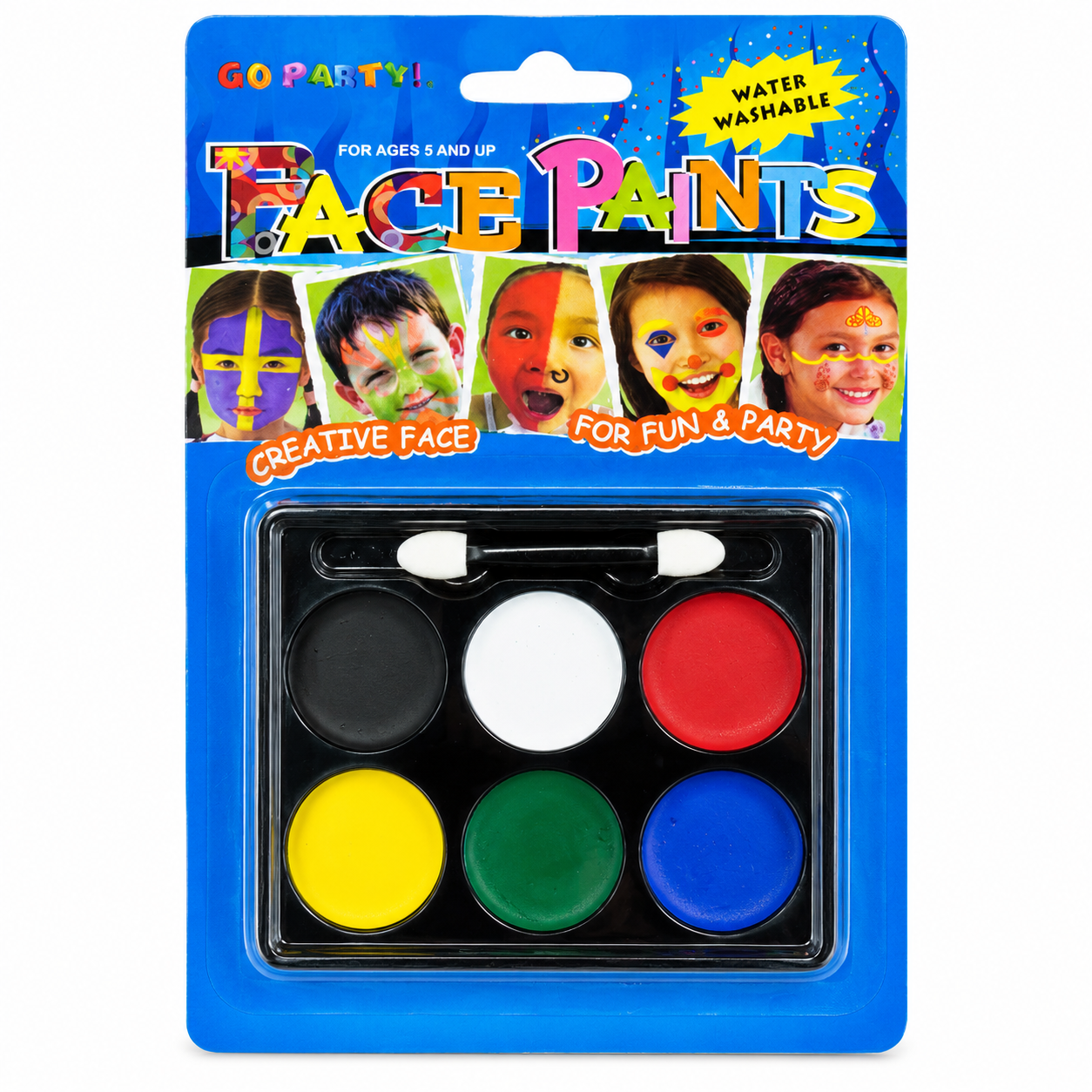 6 Colour Face Paint Set with Applicator β Water Washable