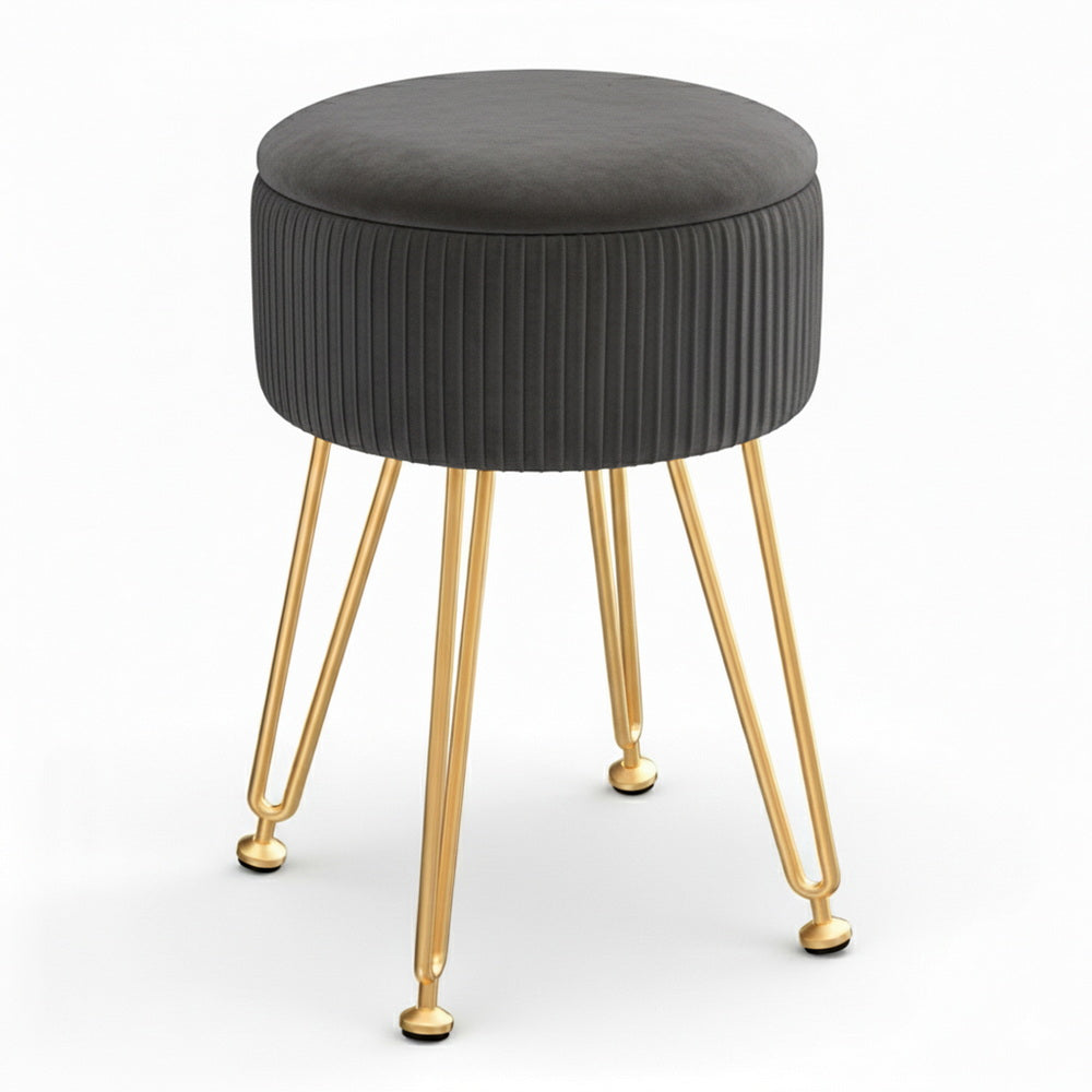 Artiss Ottoman Storage Foot Stool Vanity Velvet Round Grey