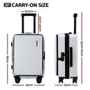 Wanderlite 20" Luggage Suitcase Front Pocket Travel Carry On Dual TSA White