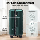 Wanderlite 28" Trunk Luggage Suitcase Travel 5 Wheels Type-C Port TSA Green