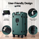 Wanderlite 28" Trunk Luggage Suitcase Travel 5 Wheels Type-C Port TSA Green