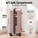 Wanderlite 28" Trunk Luggage Suitcase Travel 5 Wheels Type-C Port TSA Rose Gold