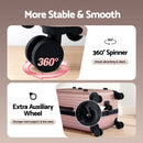 Wanderlite 28" Trunk Luggage Suitcase Travel 5 Wheels Type-C Port TSA Rose Gold