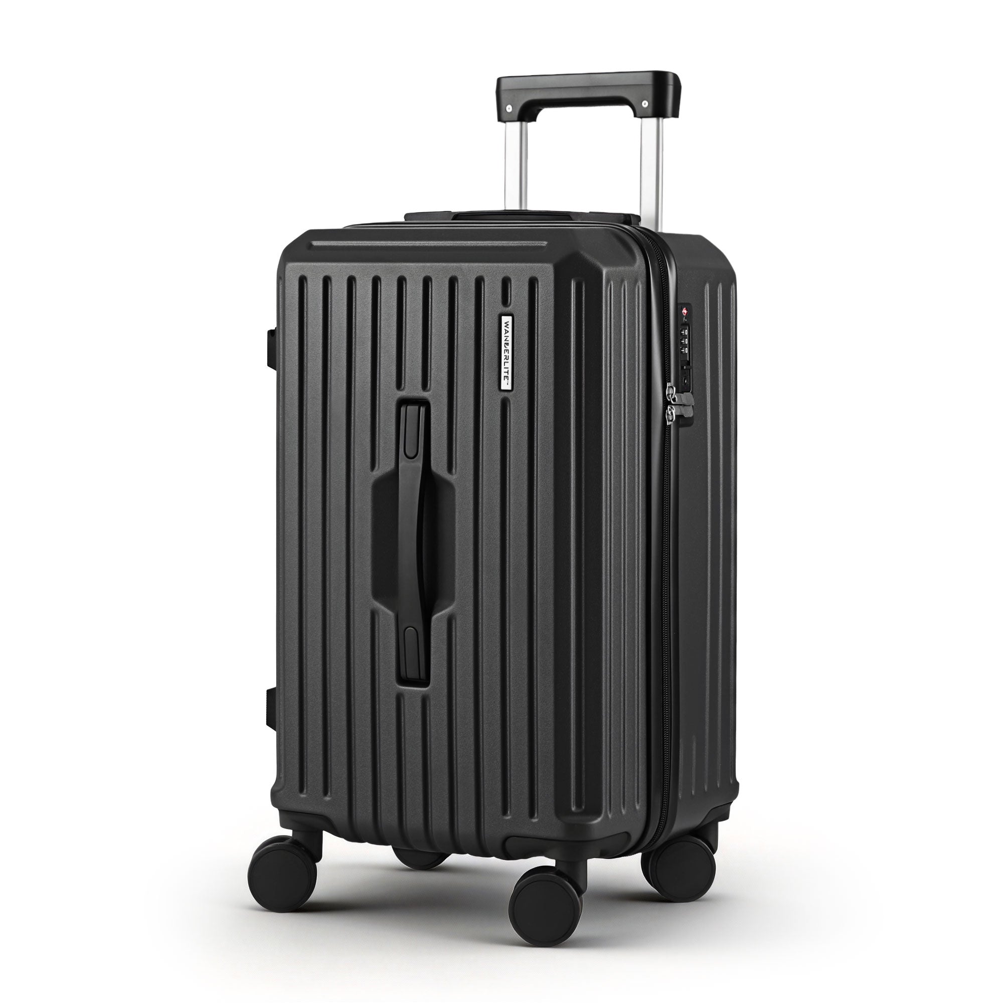 Wanderlite 20" Trunk Luggage Suitcase Travel Carry On TSA Lock Black