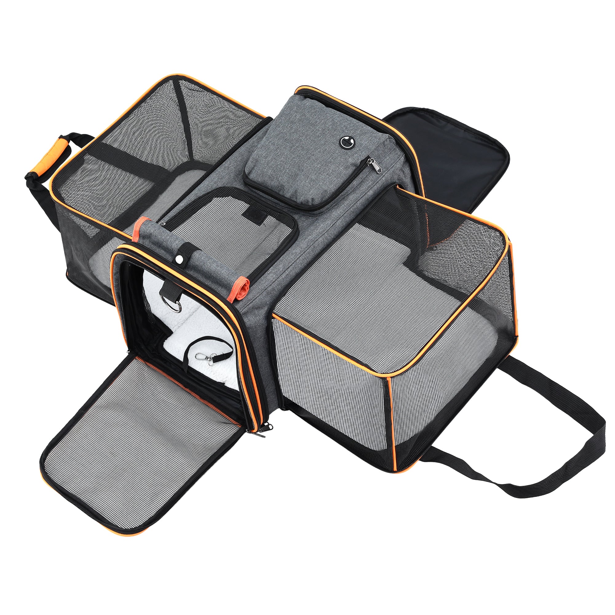 i.Pet Carrier Bag Foldable Expandable Dog Cat Travel Cage Portable Car Kennel