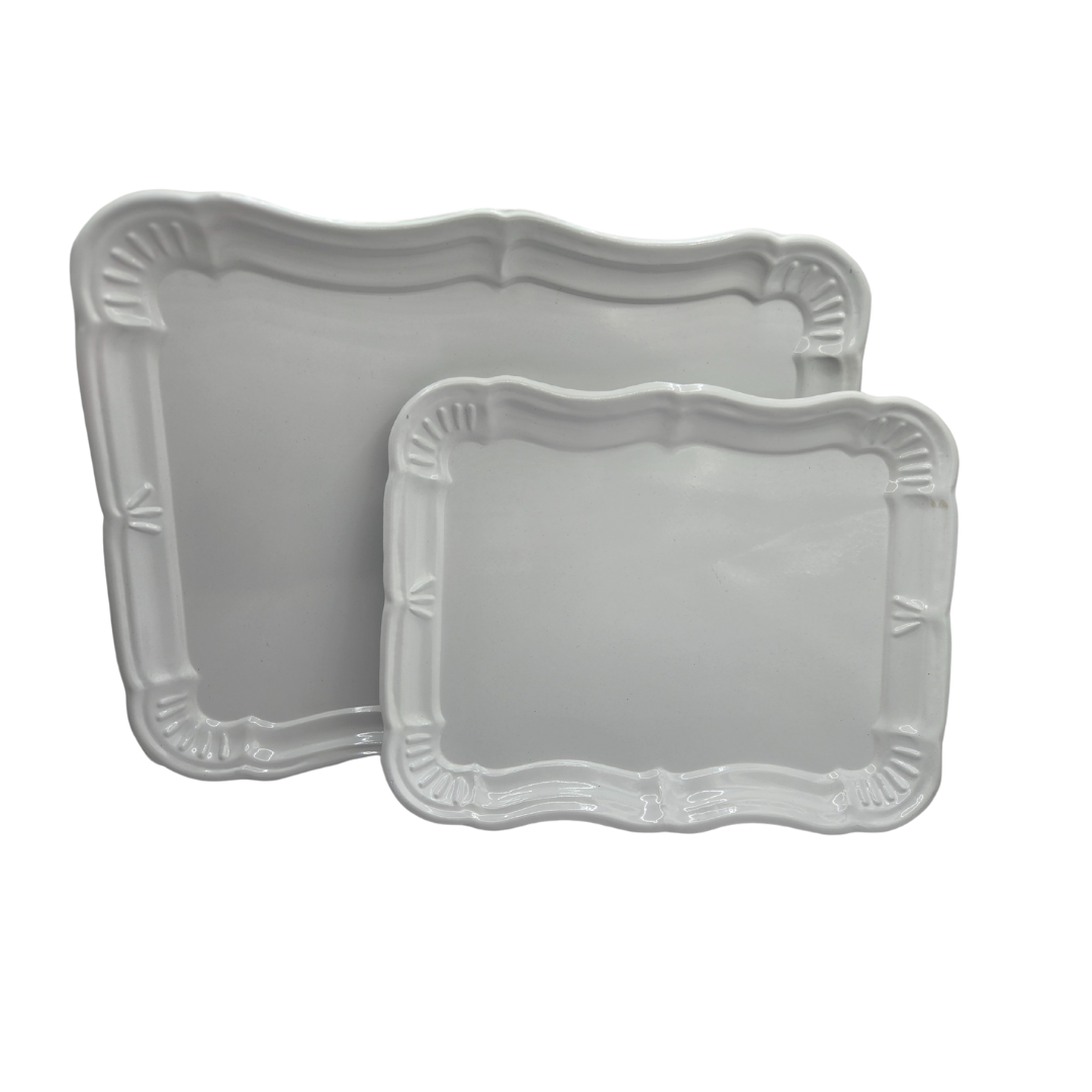 White Metal Serving Tray Set | Minimalist & Food-Safe Home Organisers (2pc)