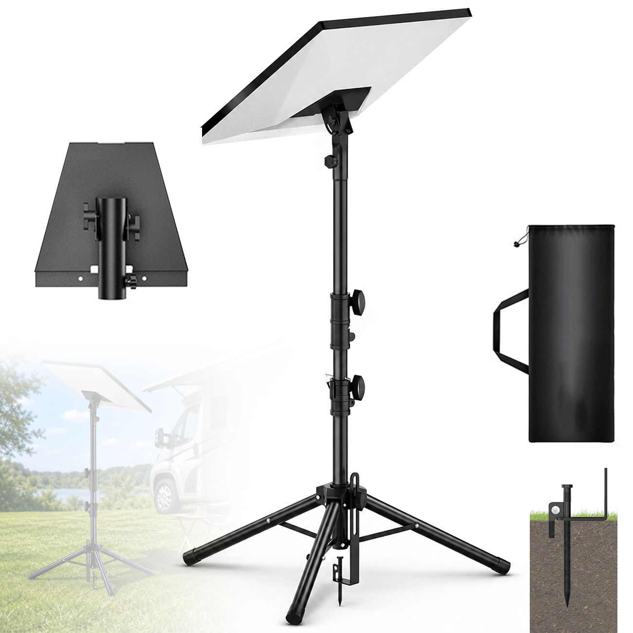Tripod Mount for Starlink Gen 3, Adjustable Portable Ground Stand with 360Β° Rotation, 90Β° Tilt, Anti-Slip Feet & Ground Anchor for RV Camping Travel