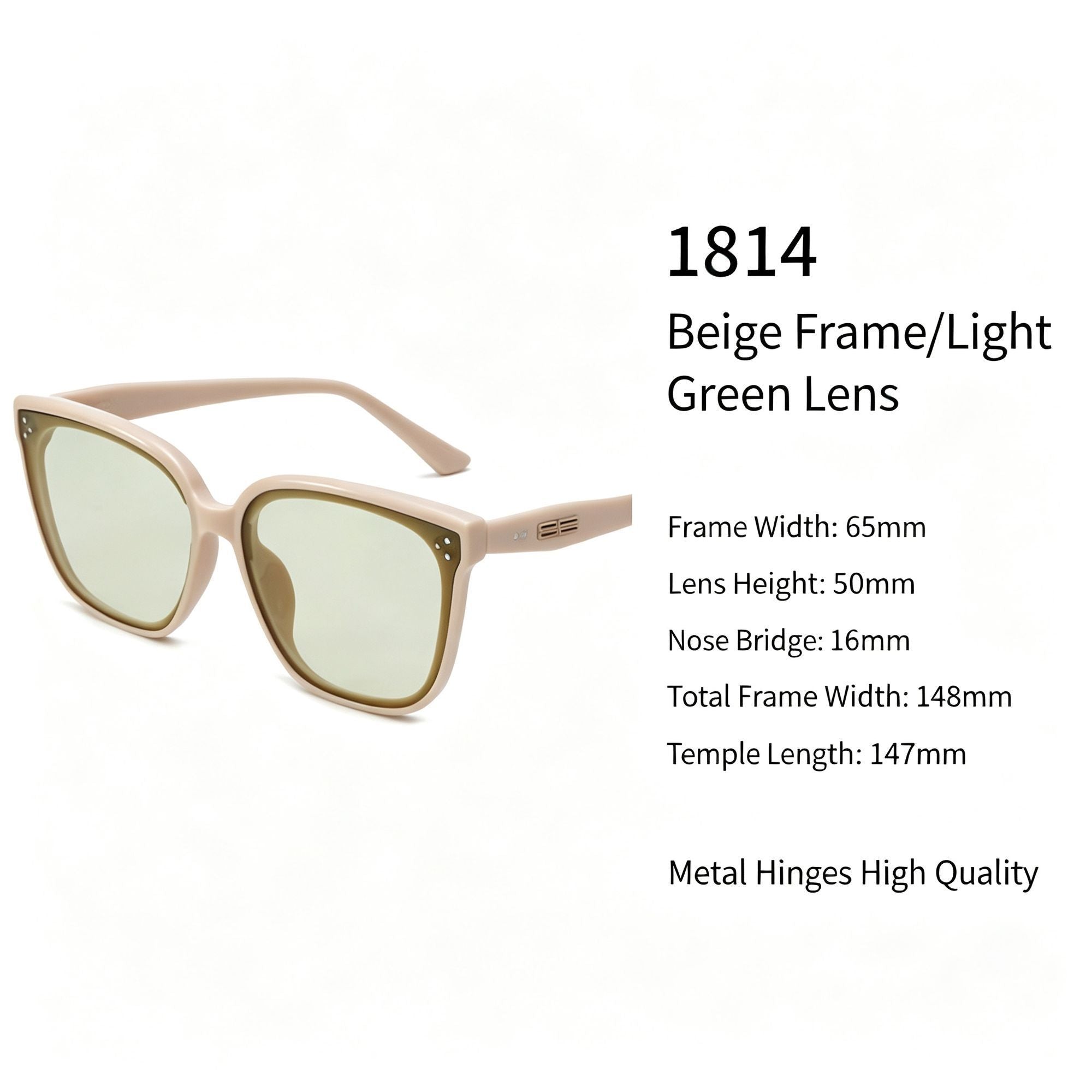 Creamy Off-White Frame Light Green Lens Cat Eye Sunglasses UV400 Blocking, Soft Gentle Spring Summer Vibe, Great Christmas Present