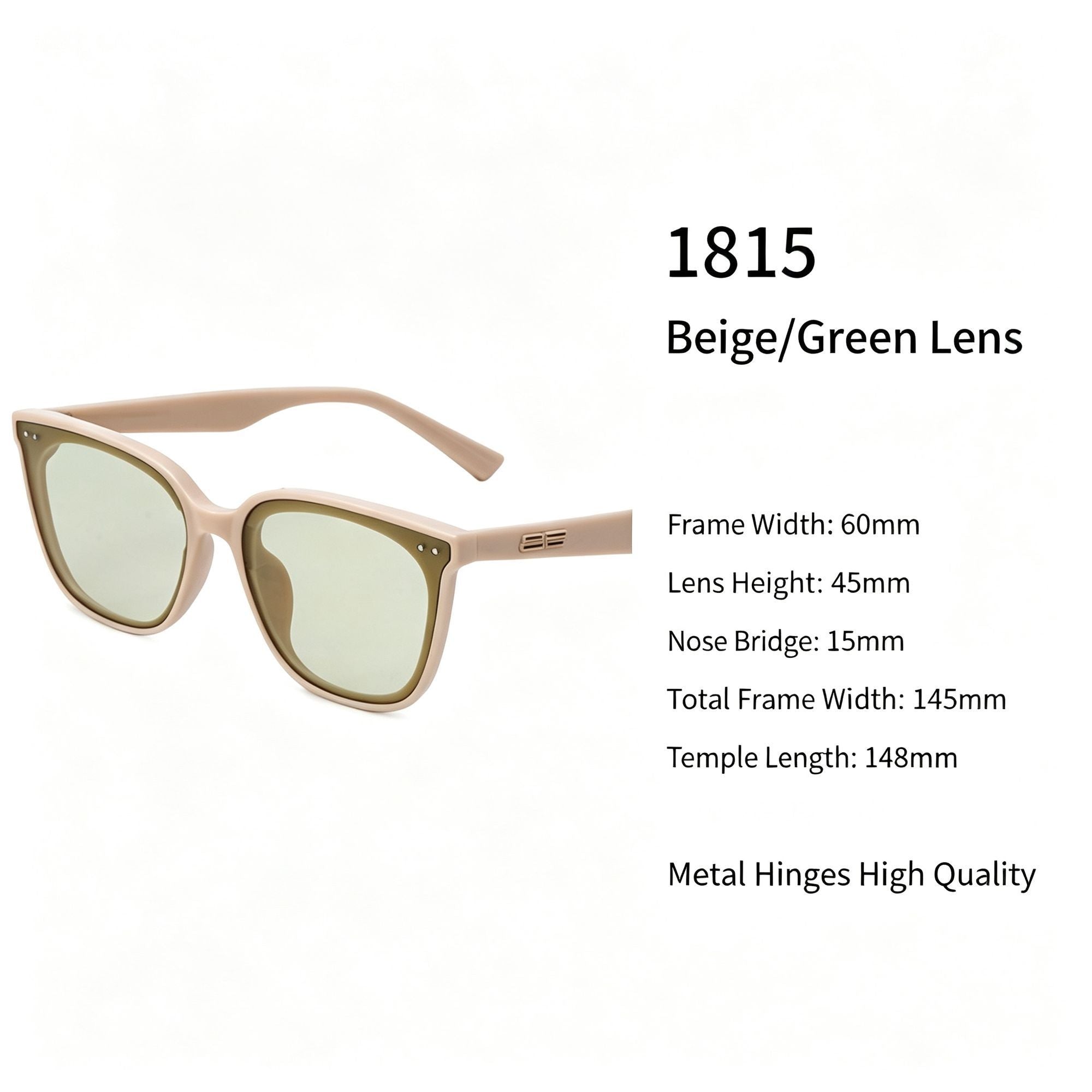 Warm Beige Frame Green Lens Cat Eye Sunglasses UV400 Protection, Cozy Earthy Casual Daily Match, Popular Christmas Holiday Gift