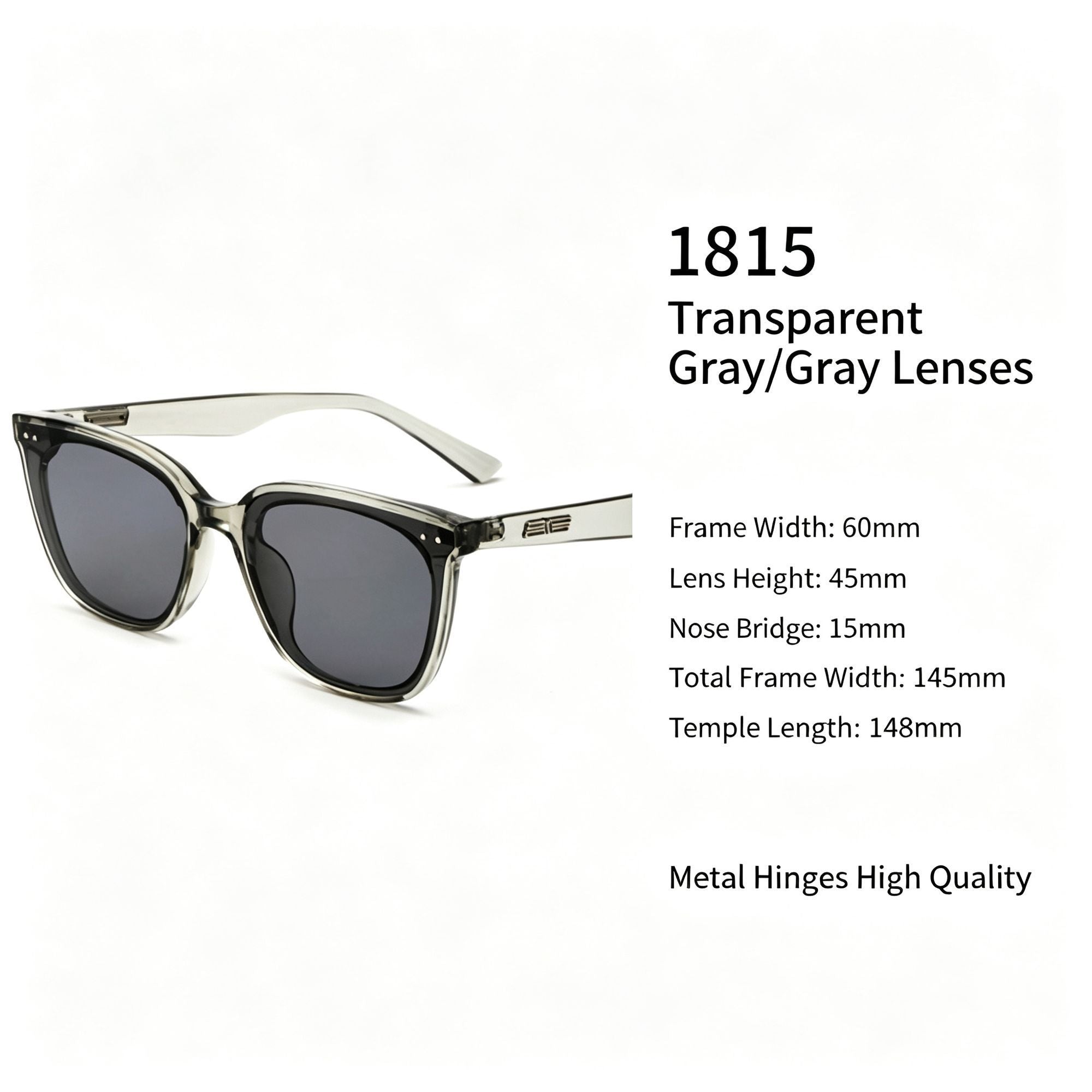 Sheer Transparent Grey Frame Grey Lens Cat Eye Sunglasses UV400 Protection, Minimalist Lightweight Daily Wear, Great Christmas Present