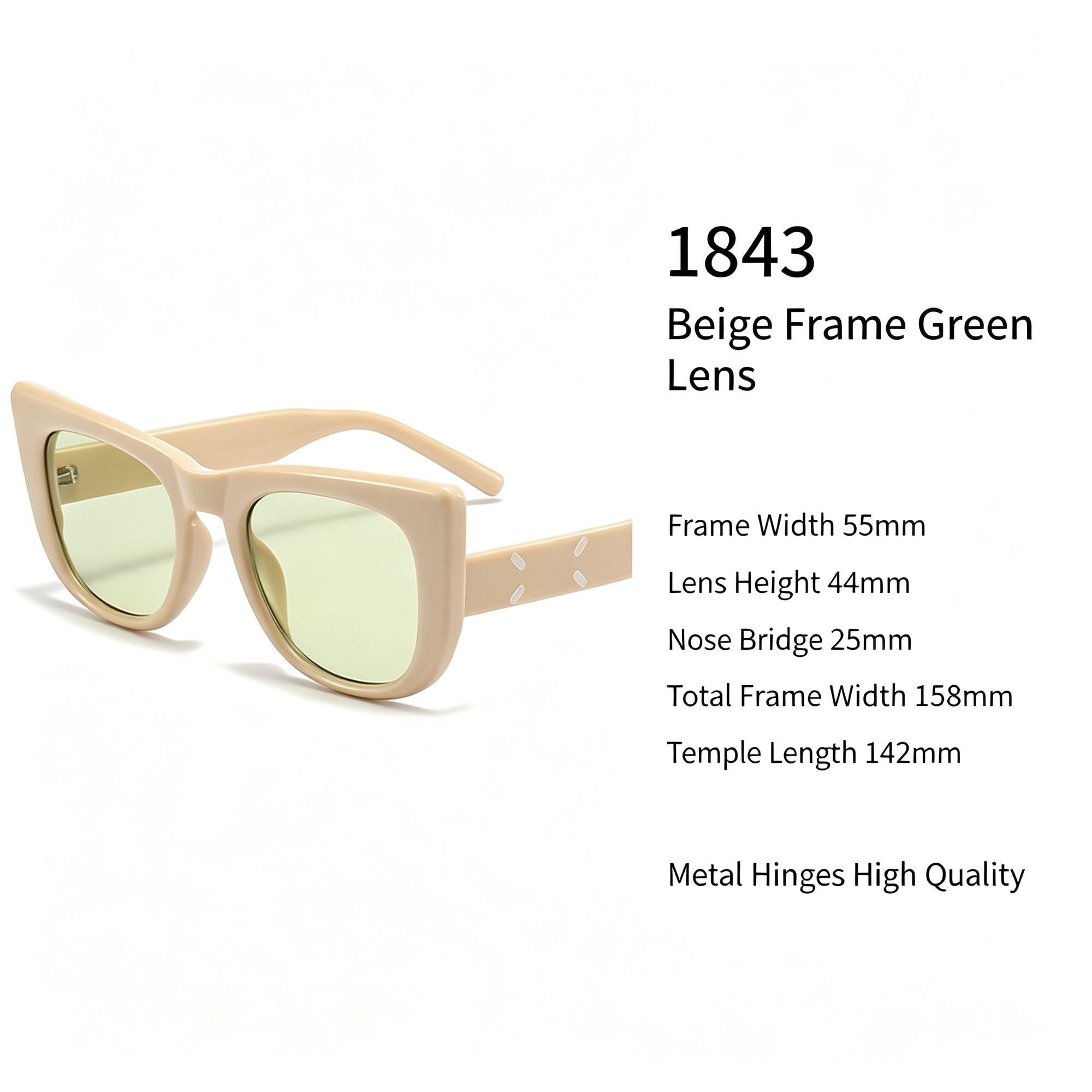 Warm Beige Frame Green Lens Cat Eye Sunglasses UV400 Protection, Soft Earthy Tone Gentle Daily Vibe, Perfect Christmas Gift