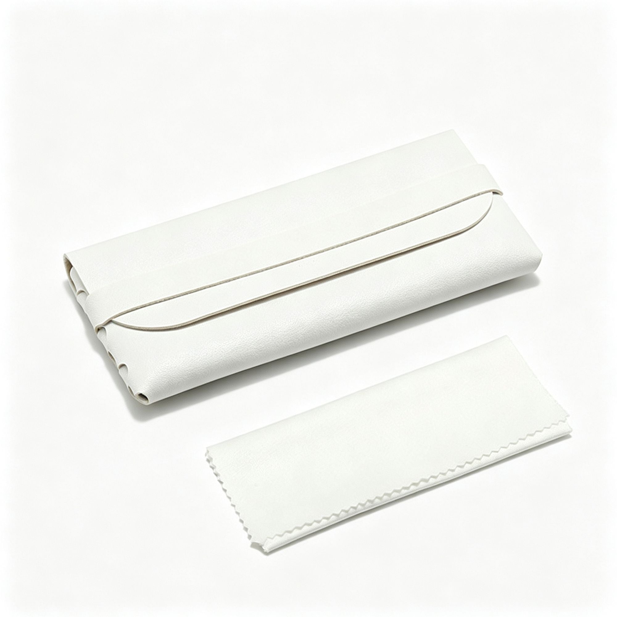 White Buckle-Free Glasses Case with Microfiber Cleaning Cloth, Minimalist Neat Eyewear Protector, Great Christmas Present