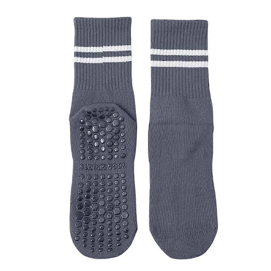 Women's Cotton Grip Yoga Socks Non Slip Pilates Socks Fitness Dance Workout Sports Socks Gray