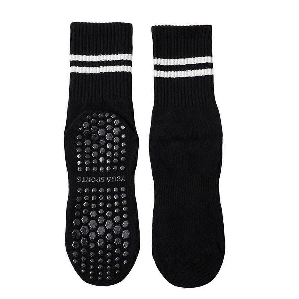 Women's Cotton Grip Yoga Socks Non Slip Pilates Socks Fitness Dance Workout Sports Socks Black