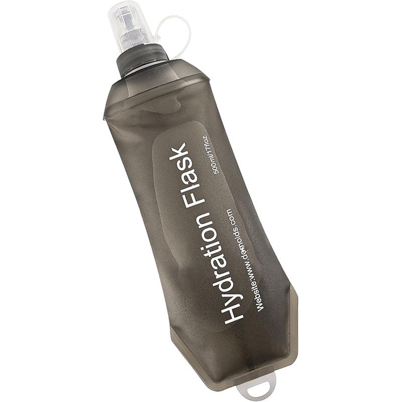 Collapsible Water Bottle Reusable Foldable Roll-Up Bottle Lightweight Space Saving for Hiking Camping Travel Sports Brown - 500ML