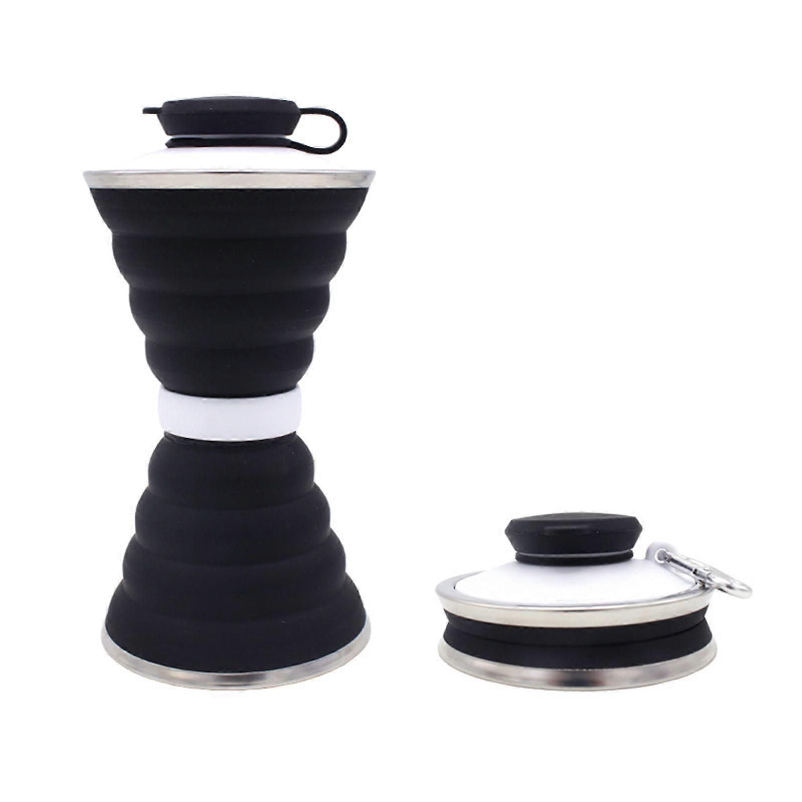 Collapsible Water Bottle, 500ml Sport Water Bottle, Foldable Water Bottles For Travel Gym Camping Hiking - Black