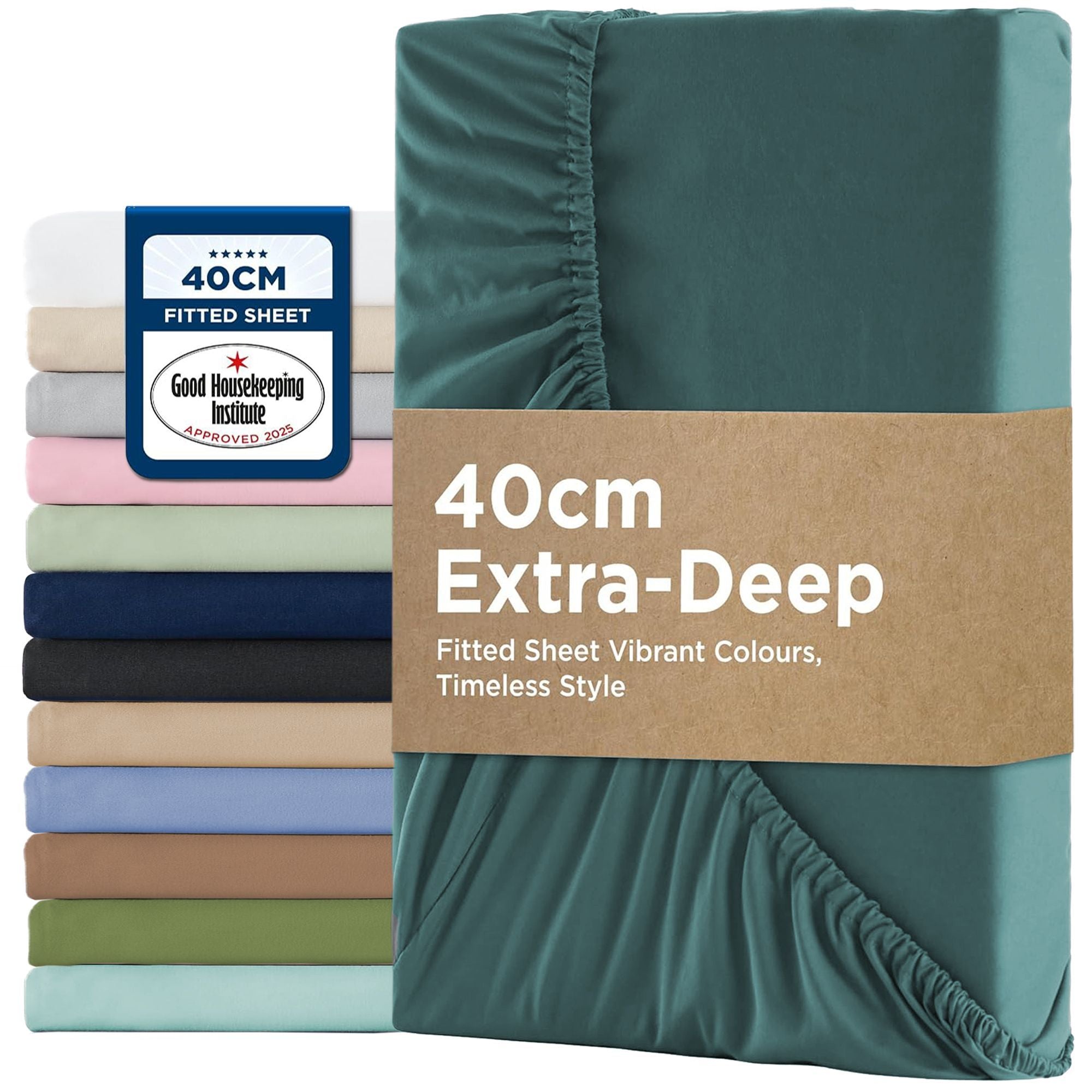 2000TC Hotel Quality Fitted Sheets - 2 Piece Fitted Sheets -Breathable Bedding - Wrinkle, Fade, Stain Resistant- 16inch/40cm Deep Pocket Fitted Bed Sheets-Wrinkle and Fade Resistant,(Biscay blue,Queen)
