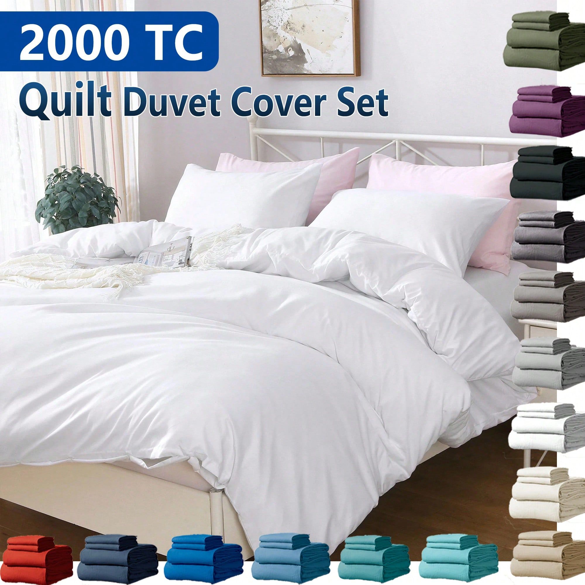 Hotel Soft Microfiber Duvet Cover Set-2000TC Quilt Cover Set & Pillowcases -1 Donna Cover Zipper Closure & 1 x Pillowcases-Breathable Bedding - Wrinkle, Fade, Stain Resistant(Raw white,King Single)