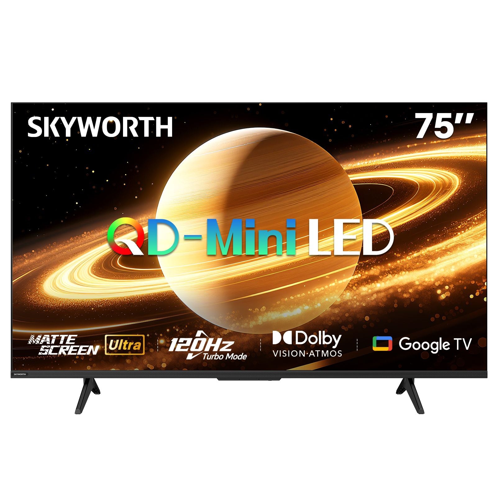 SKYWORTH 75X6600H QD-Mini LED 4K Smart TV, Matte Anti-Glare Display, 120Hz Turbo Mode, AI 4K Upscaling, AI Color Enhancement,Google TV, Dolby Atmos+Dolby Vision, 30W Speakers,HDMI2.1