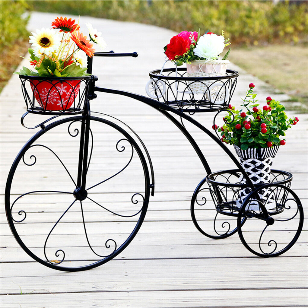 Iron Bicycle Plant Stand Rack Indoor Outdoor Garden