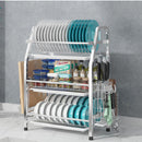 3 Tier Dish Drying Rack Silver 63cm