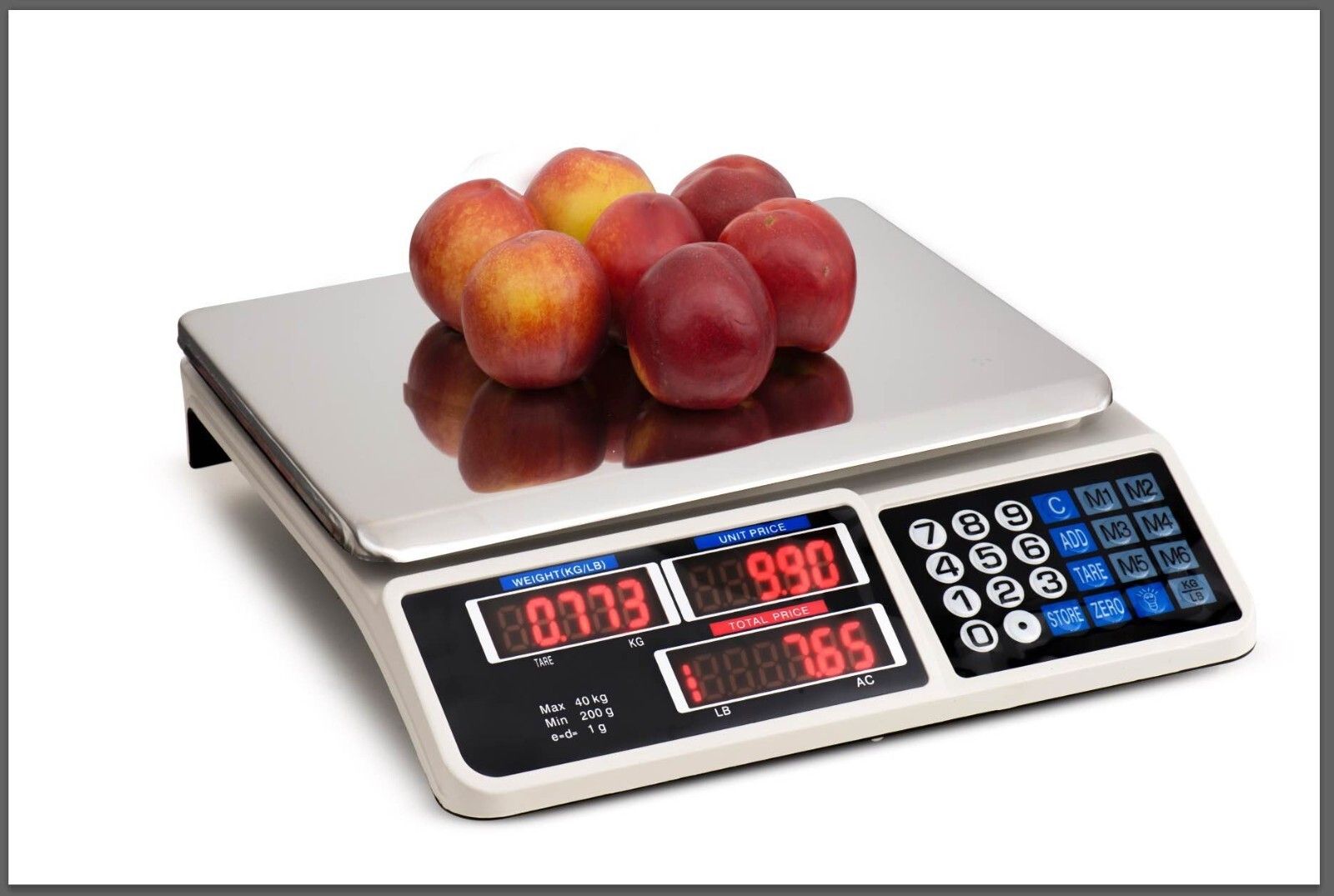 Digital Kitchen Scale Electronic 40KG 1g Increment White
