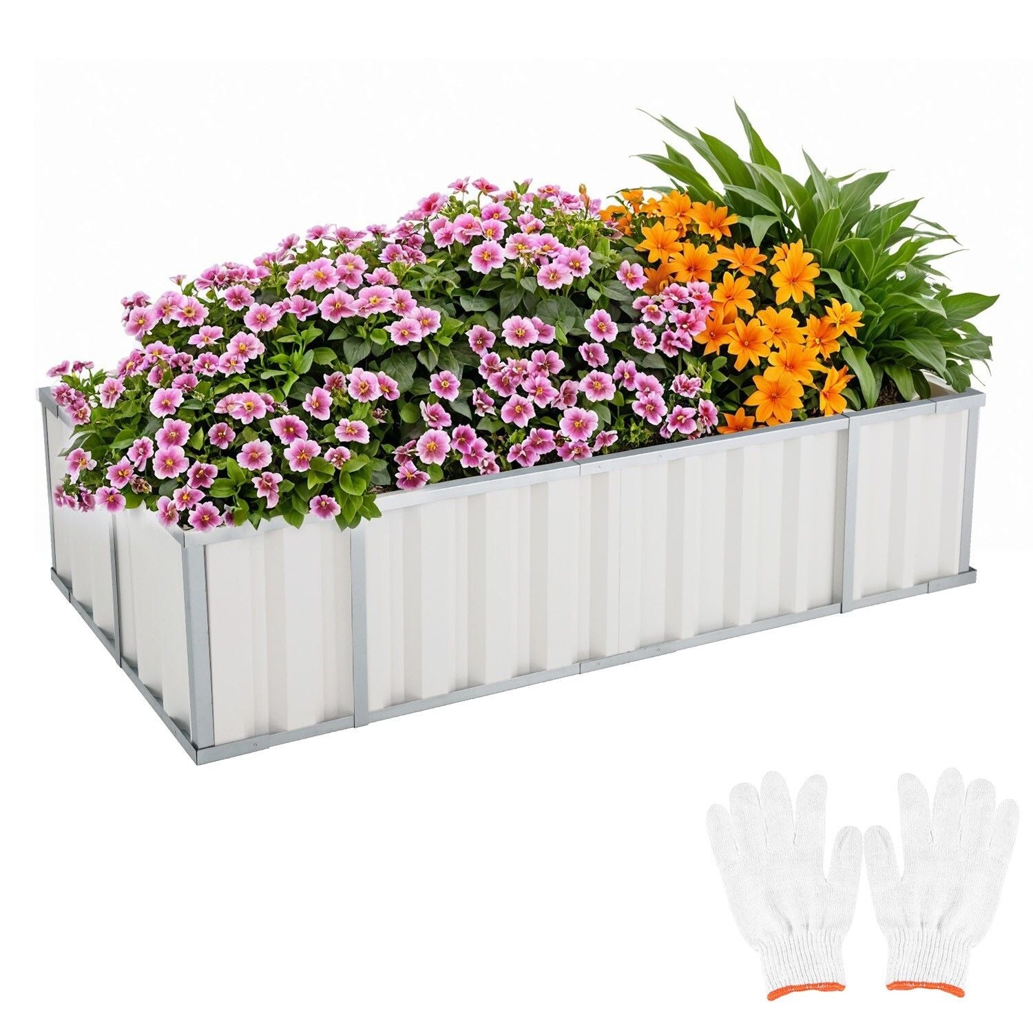 Galvanised Steel Raised Garden Rectangle Bed 160x80x42cm No-Screw Oval