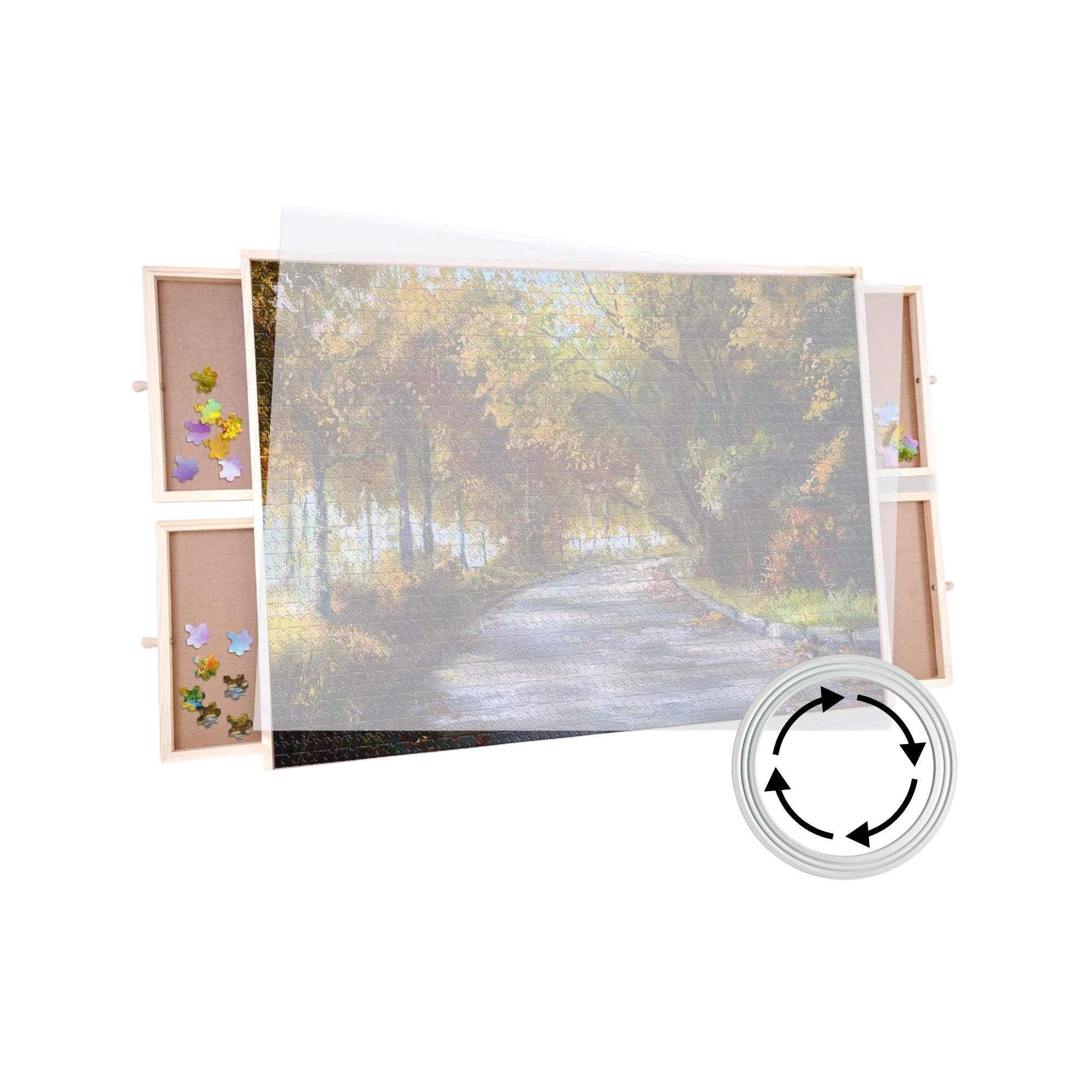 Social Hike Puzzle Board 1000 pcs - Rotating Tabletop with 4 Drawers and Cover