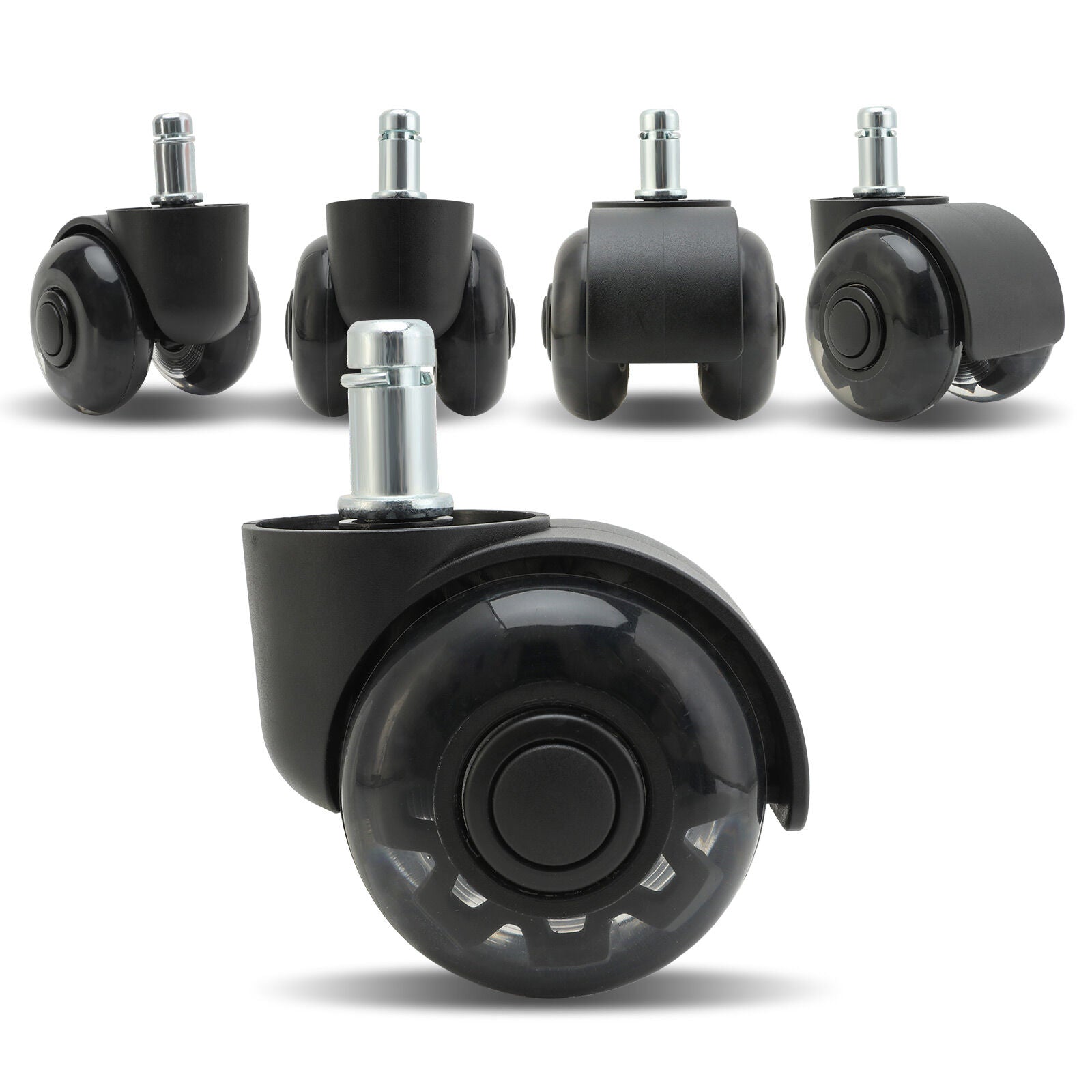 5X 2'' Twin Wheel Office Chair Casters - Slient Smooth, 11x22mm Stem