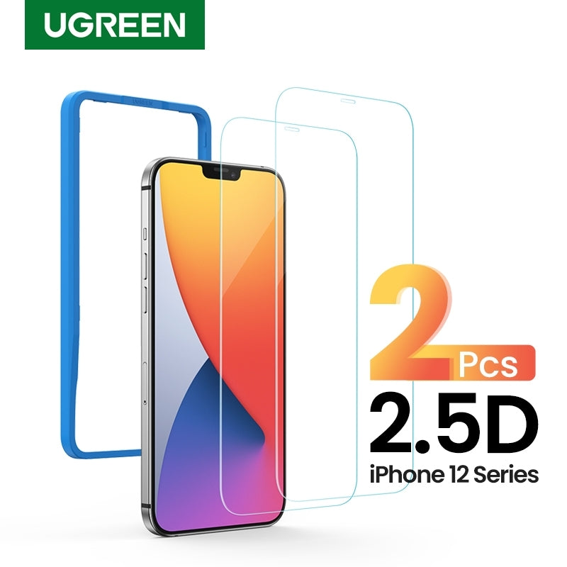 UGREEN 20337 2.5D Full Cover HD Screen Tempered Protective Film for iPhone 12/6.1" Twin Pack