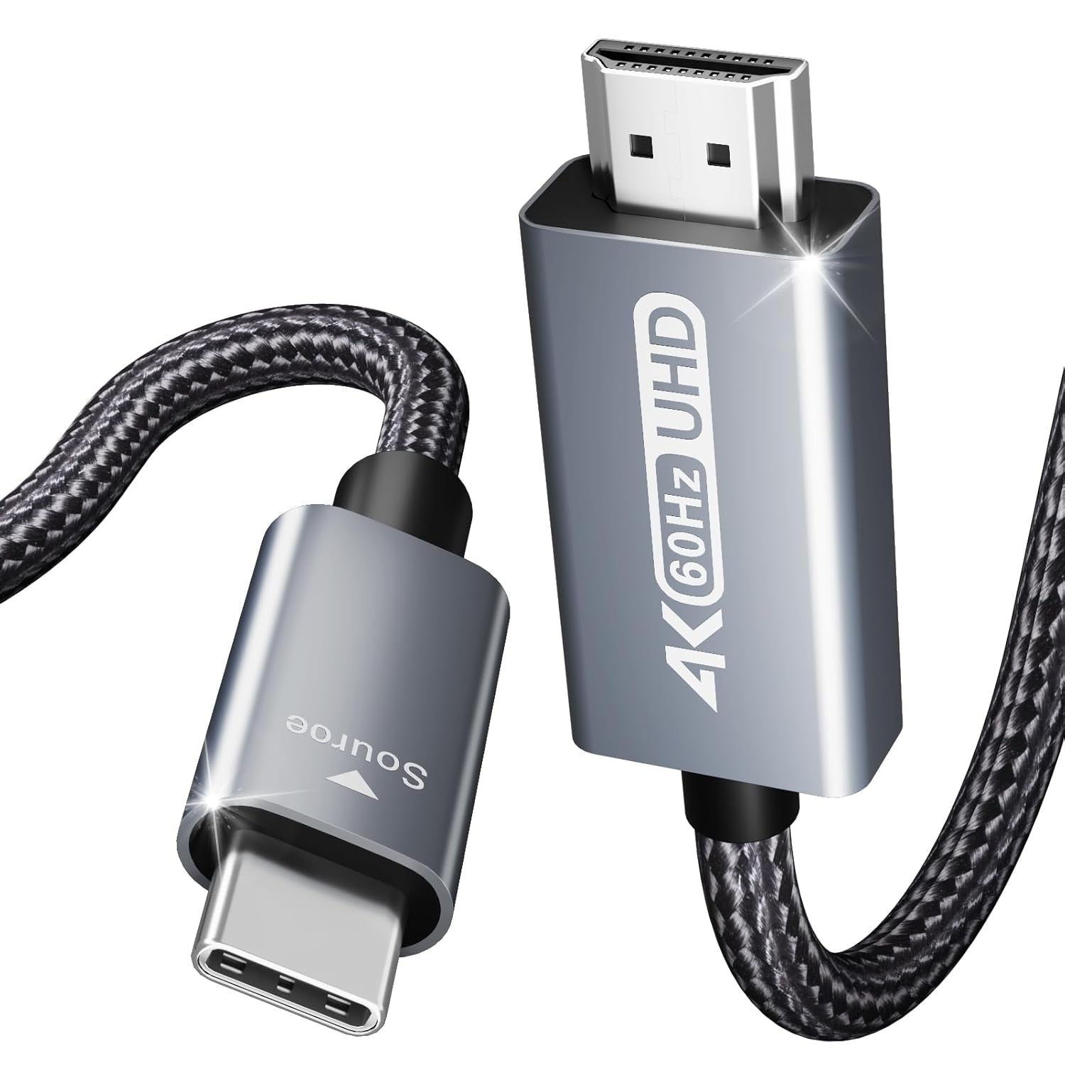 BENFEI 206GY-3F USB-C to HDMI 0.9M Cable 4K@60Hz, Aluminum Shell, Nylon Braided