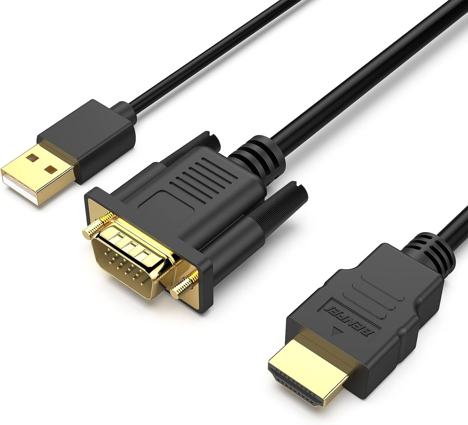 BENFEI 324BK VGA to HDMI Cable with Audio, 1080P Uni-Directional 1.8M