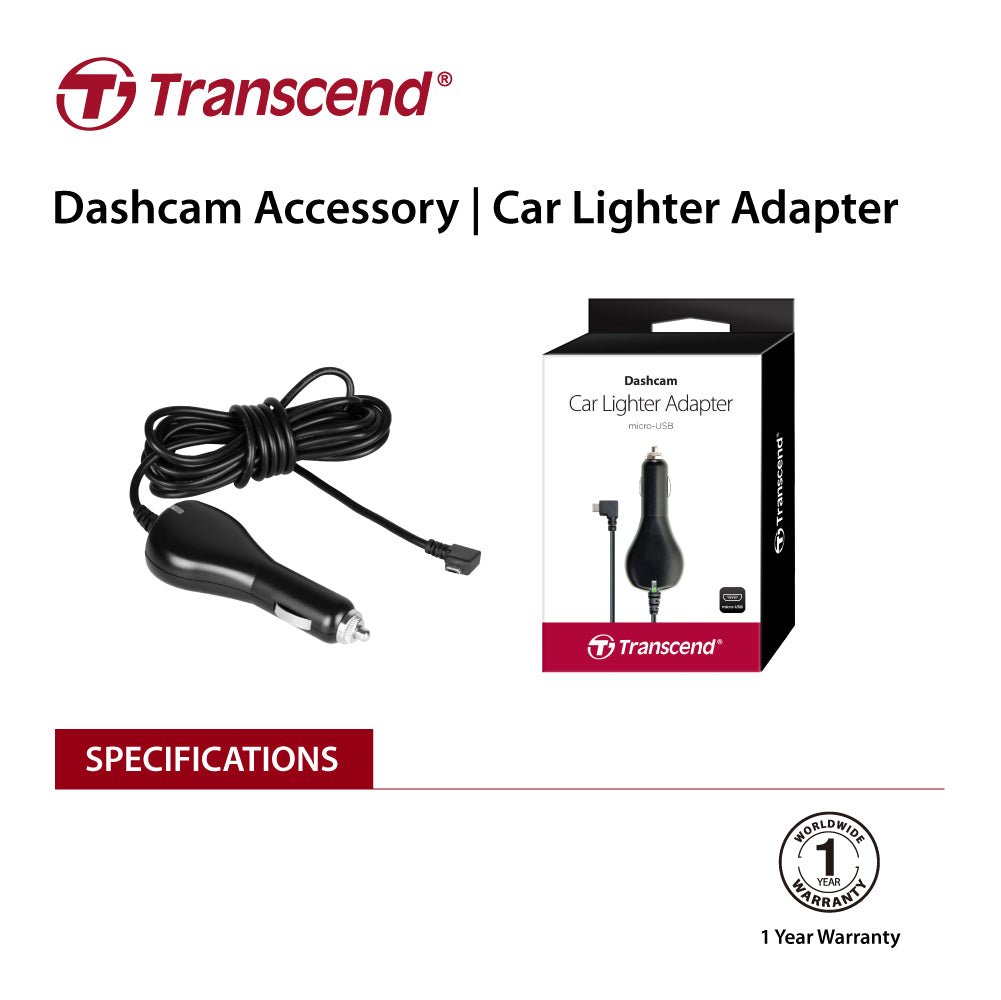 TRANSCEND TS-DPL2 Car Lighter Adapter for DrivePro, Micro-B (For DP230 / DP130 / DP110)
