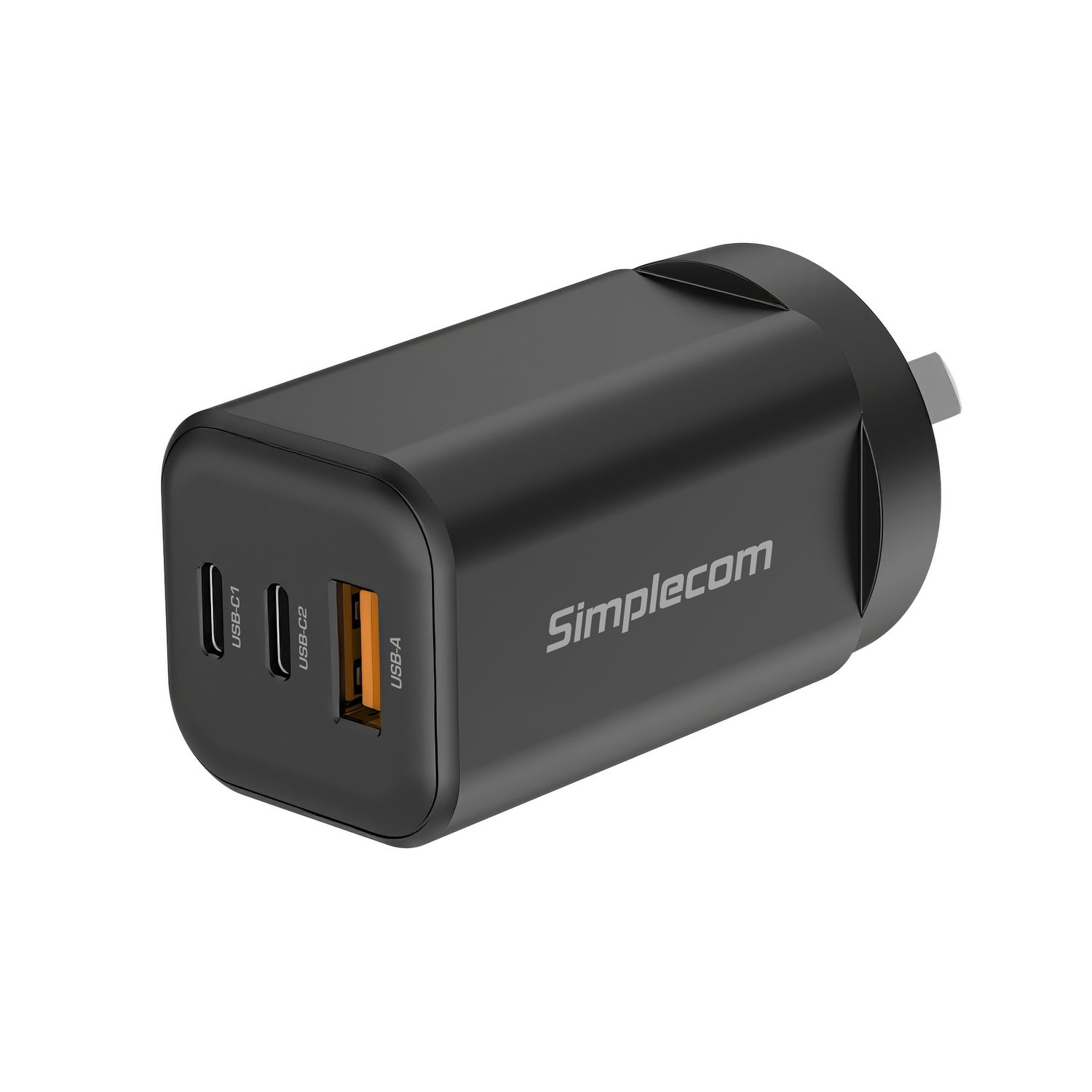 Simplecom CU365 3-Port PD 65W GaN Wall Charger Dual USB-C + USB-A for Phone Laptop