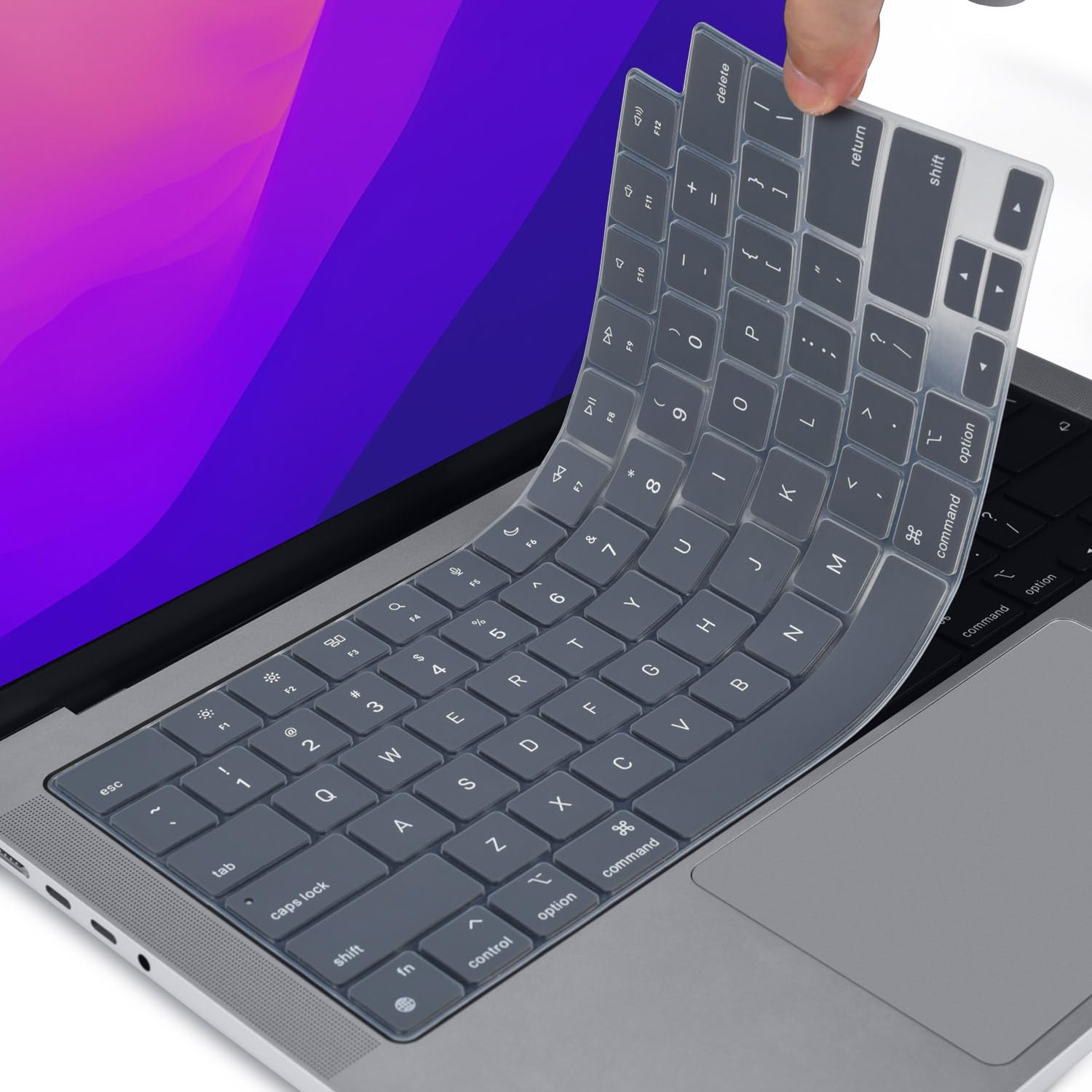 Keyboard Cover Skin For MacBook Air Pro 13.6 14 15.3 16 A2442 A2779 A2485 A2780 A2681 A2941 M1 M2 2021 to 2023 Grey